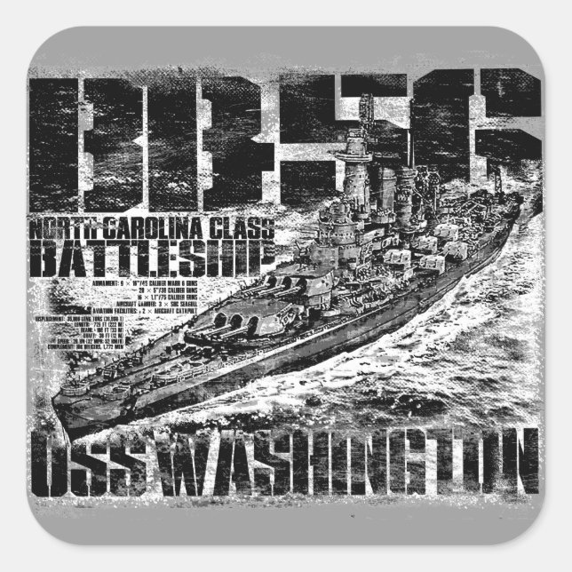 Sticker Carré de Battleship Washington (Devant)
