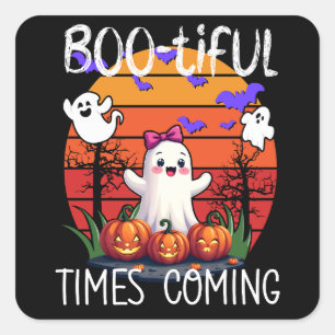 Sticker Carré De Belles Heures À Venir, Dessin Kawaii Ghosts
