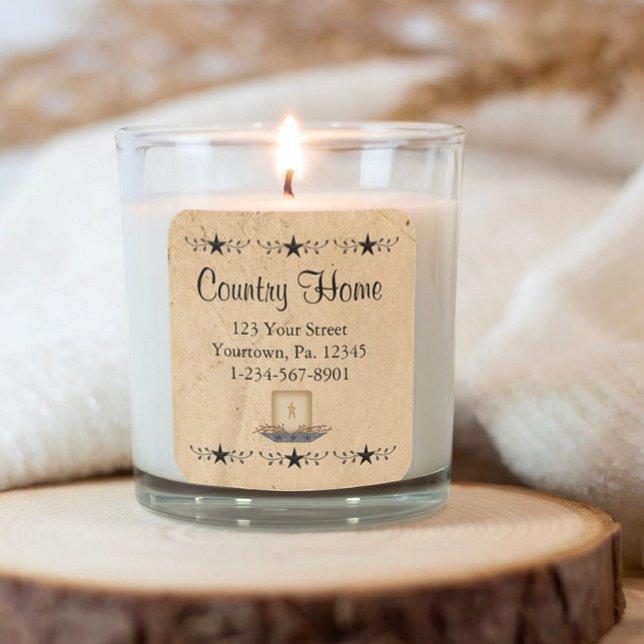 Sticker Carré de bougie à la frontière étoilée (Créateur téléchargé)