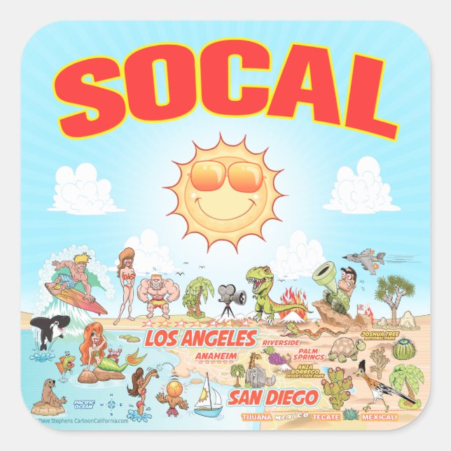 Sticker Carré de Californie du Sud (Devant)