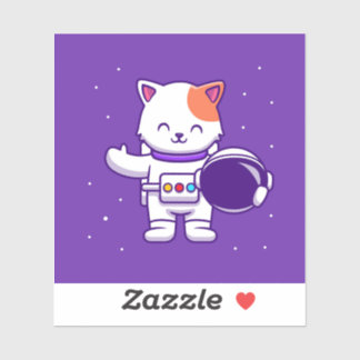 Sticker Carré de chat astronaute