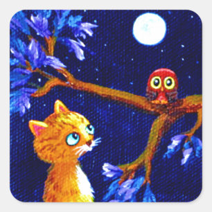 Sticker Carré de Creationarts Tabby Chat Orange Fu