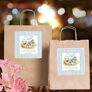 Sticker Carré De deux courses d'anniversaire équestre