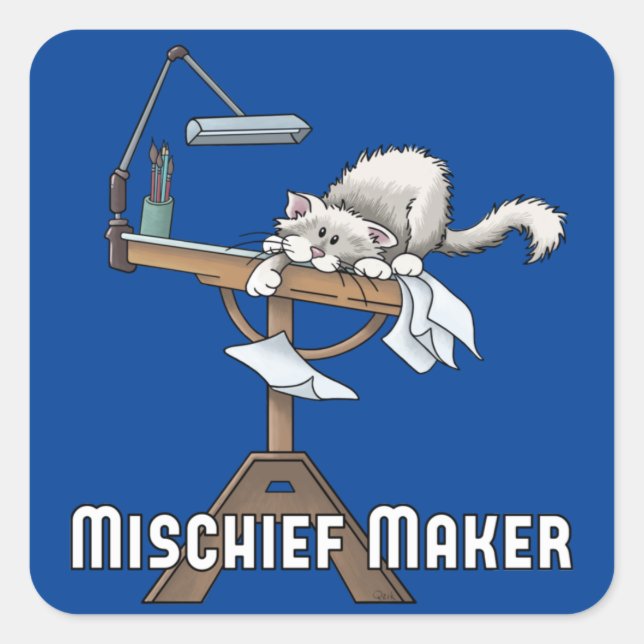Sticker Carré de fabricant de désordre de chat bla (Devant)