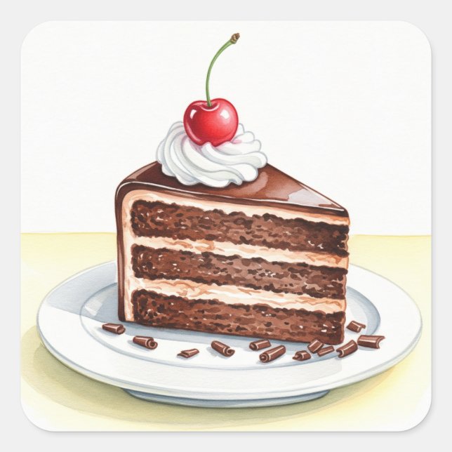 Sticker Carré de gâteau au chocolat (Devant)