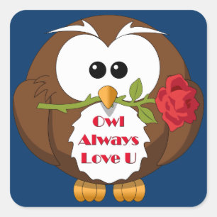 Sticker Carré De hibou amour toujours vous thème