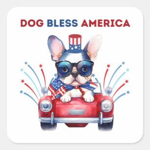Sticker Carré de jeu de chien Bless America