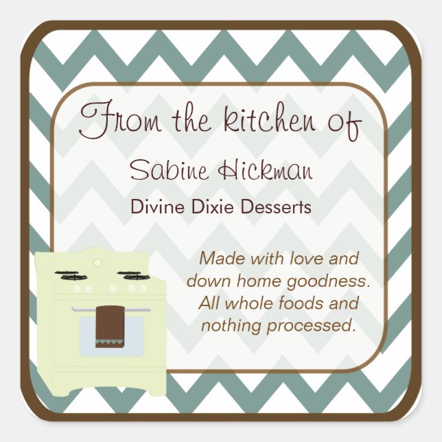 Sticker Carré De la cuisine de Chevron Petit bleu/Brown (Devant)