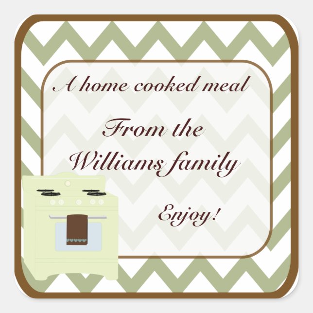 Sticker Carré De la cuisine de Chevron Petit Vert/Brown (Devant)