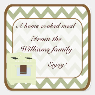 Sticker Carré De la cuisine de Chevron Petit Vert/Brown