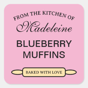 Sticker Carré De la cuisine de cuisson de muffin aux bleuets