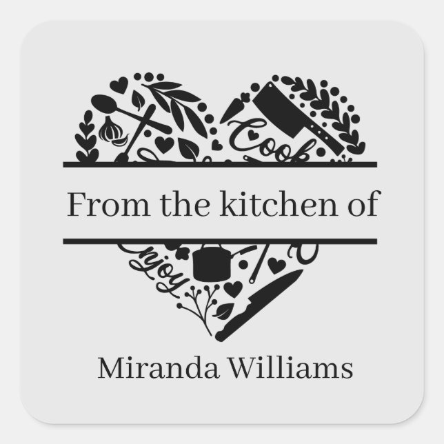 Sticker Carré De la cuisine de nom d'ajouter (Devant)