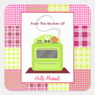 Sticker Carré De La Cuisine De...Poêle Vert Lumineux & Plaid