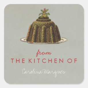 Sticker Carré De la cuisine du pudding vintage de Noël