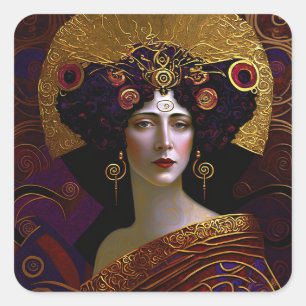 Sticker Carré de la déesse reine inspiré Klimt
