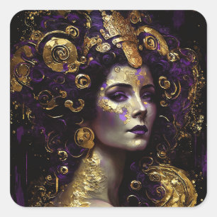 Sticker Carré de la déesse reine inspiré Klimt