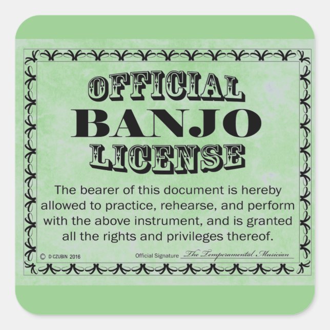 Sticker Carré de licence Banjo (Devant)