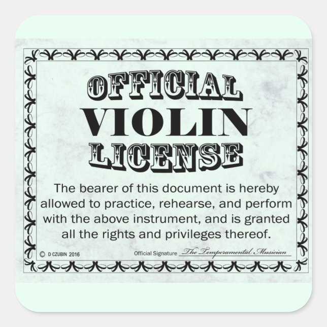 Sticker Carré de licence de violon (Devant)