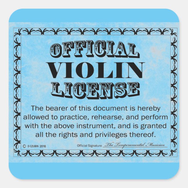 Sticker Carré de licence de violon (Devant)