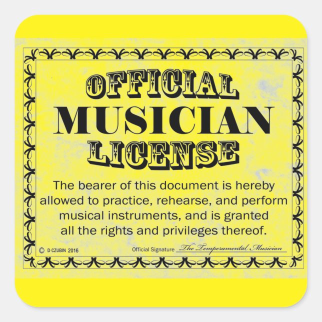 Sticker Carré de licence musicienne (Devant)