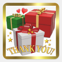 Sticker Carré de Merci de coeur et boîtes de cadea