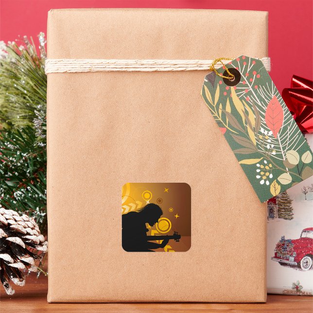 Sticker Carré de musicien de rock guitariste (Créateur téléchargé)