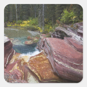 Sticker Carré Deadwood Falls sur Reynolds Creek en automne à