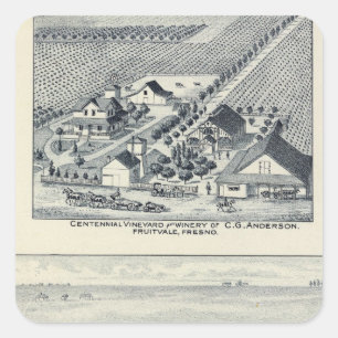 Sticker Carré Deardorff et vignobles centennaux, la Californie