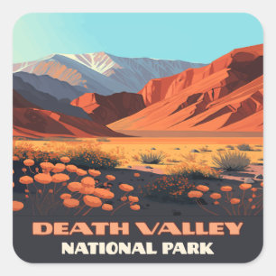 Sticker Carré Death Valley National Park California Poppies