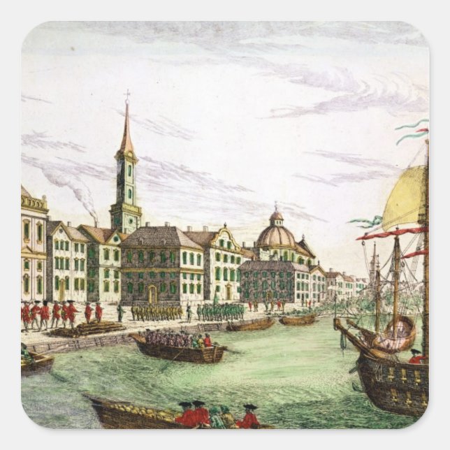 Sticker Carré Débarquement des troupes anglaises (Devant)