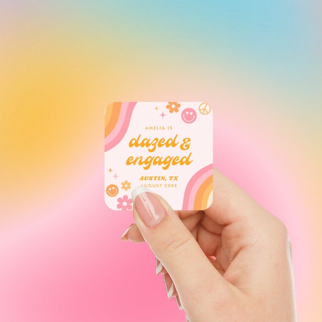 Sticker Carré Déboussolés & Fiancés Rose & Orange (Créateur téléchargé)