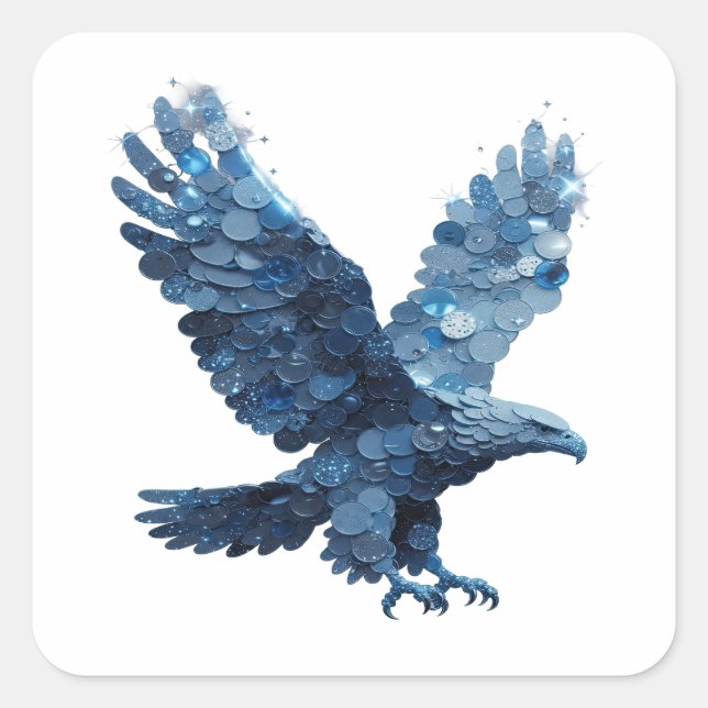 Sticker Carré Décalcomanie décolable WATER EAGLE argentée Design (Devant)