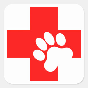 Sticker Carré Décalques de premiers secours d'animal familier