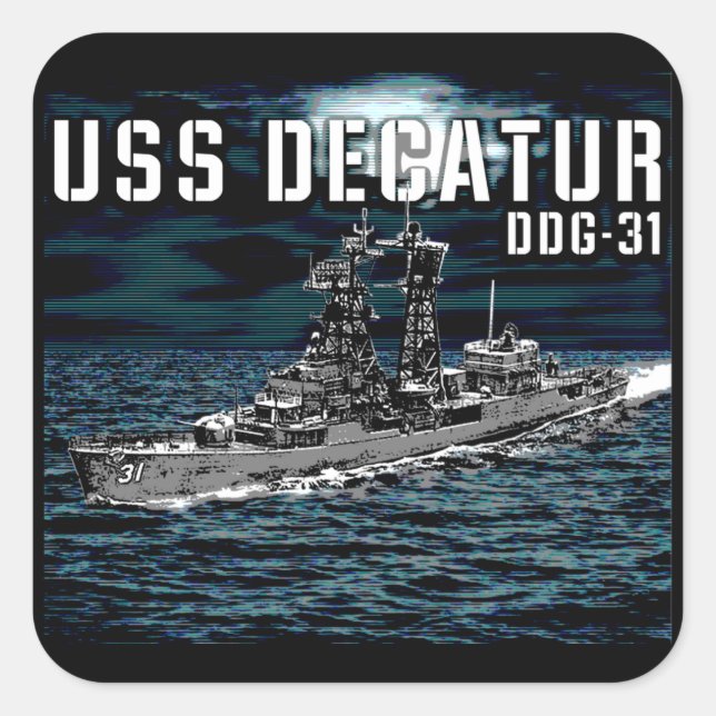 Sticker Carré Décatur, destroyer de missiles guidés (Devant)