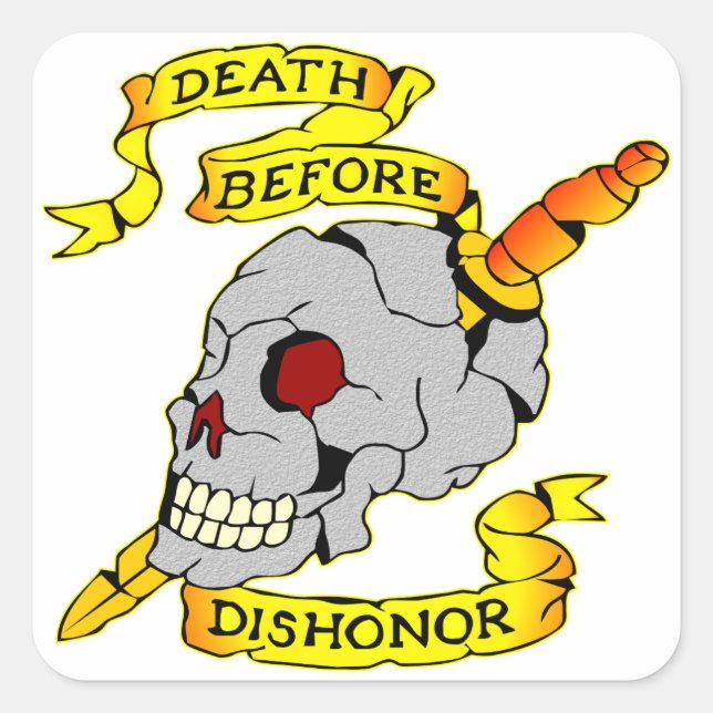 Sticker Carré Décès avant Dishonor Skull & Dagger Tattoo (Devant)