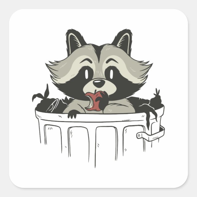 Sticker Carré déchet raccoon (Devant)