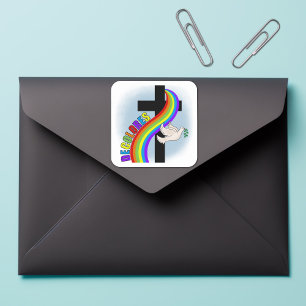 Sticker Carré DeColores Cursillo Arc-en-ciel avec Croix et Paix 