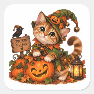 Sticker Carré Decor Cute Munchkin Cat Forest Goblin Halloween
