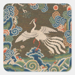 Sticker Carré Décor d'antiquité chinois d'oiseaux
