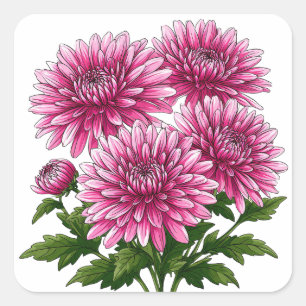 Sticker Carré 🌸 Décor de fleurs roses pour ordinateur portable