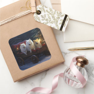 Sticker Carré Décor de Noël Eskimo Snowy Sleigh