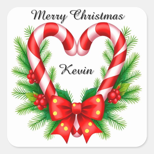 Sticker Carré Décor de Noël festif avec Sucres de canne (Devant)