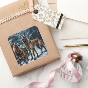 Sticker Carré Décor de Noël Malinoi Snowy Sleigh