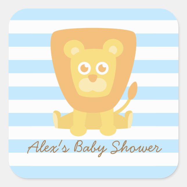 Sticker Carré Décoration Baby shower Lion (Devant)