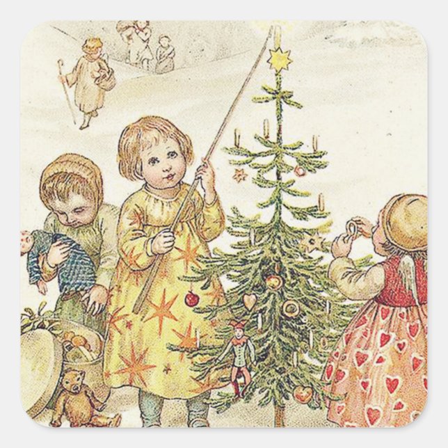 Sticker Carré Décoration de l'arbre de Noël (Devant)