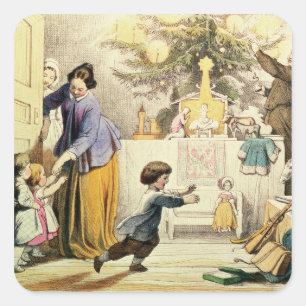 Sticker Carré Décoration de l'arbre de Noël