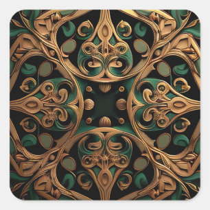 Sticker Carré Décoration Motif en bronze vert