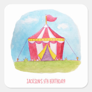 Sticker Carré Décorations d'aquarelle du Carnaval Anniversaire d