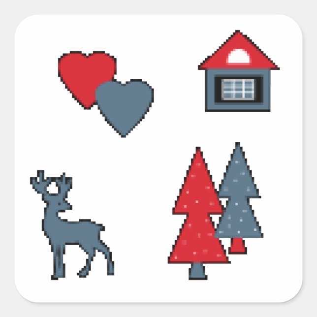 Sticker Carré Décorations de Noël, cadeau, décoration, greeti (Devant)