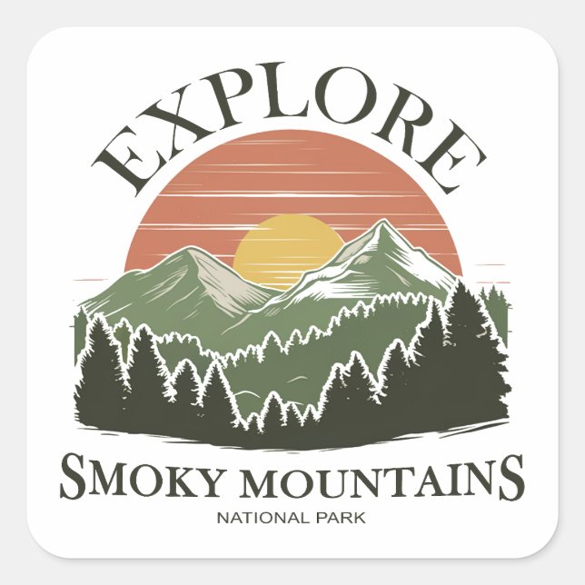 Sticker Carré Découvrez le parc national des Great Smoky Mountai (Devant)